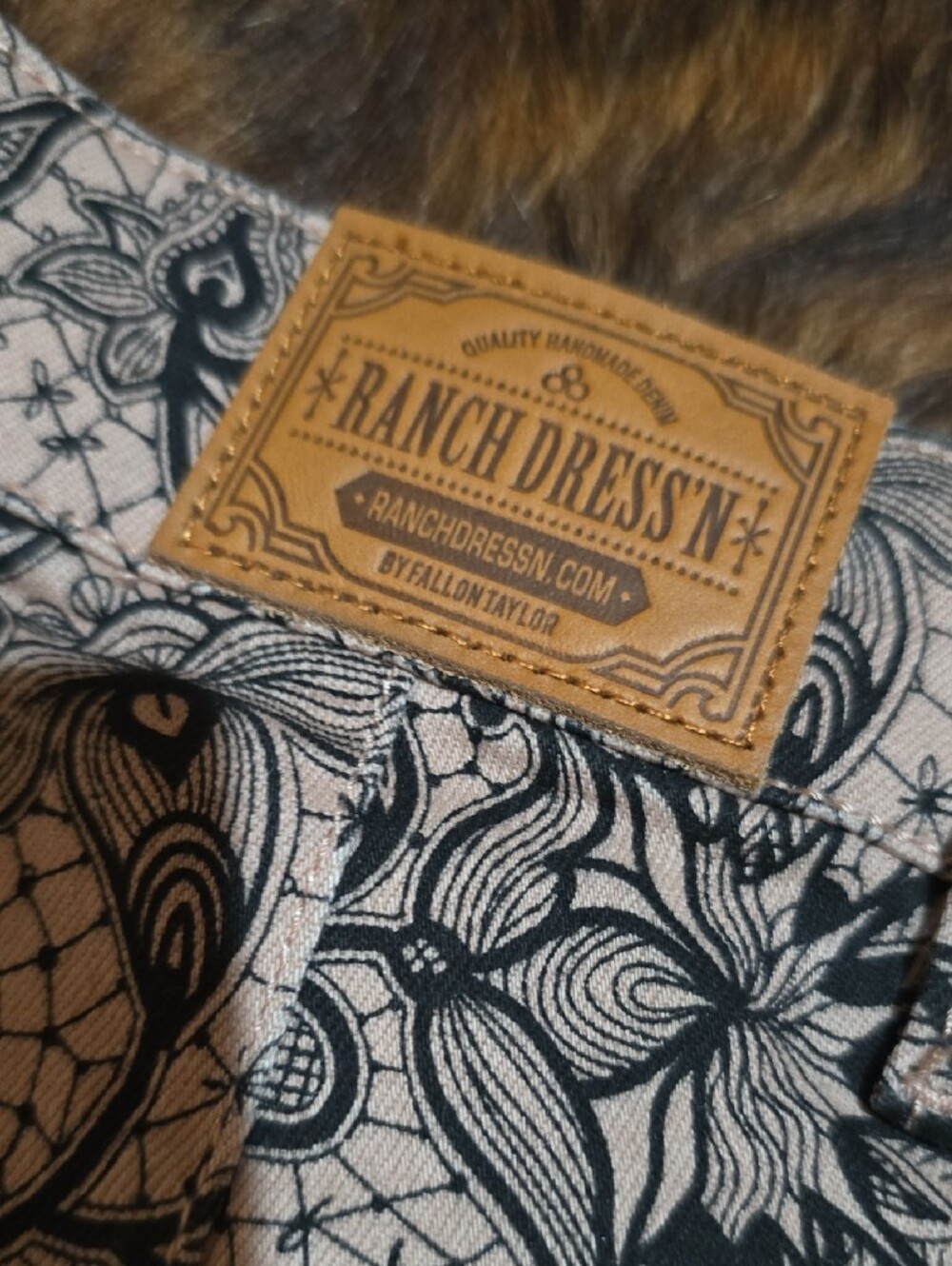 Ranch DRESSN Floral Mauve Bell Bottom Pants in Blush and Black - Picture 6 of 6